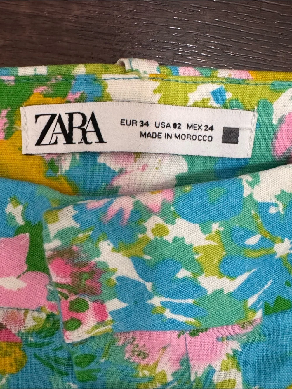 Zara Women’s Floral Linen Blend Mini Flare Cropped Trouser Pants